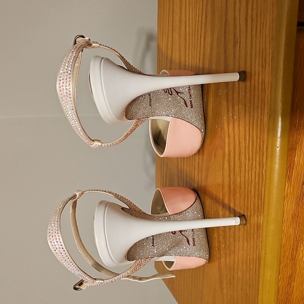 Rene Caovilla Swarovski Embellished Pink/white Heels - Picture 6 of 9